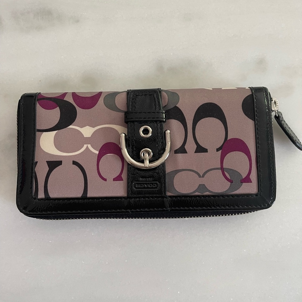 Coach Multicolor Signature Wallet with Black Trim